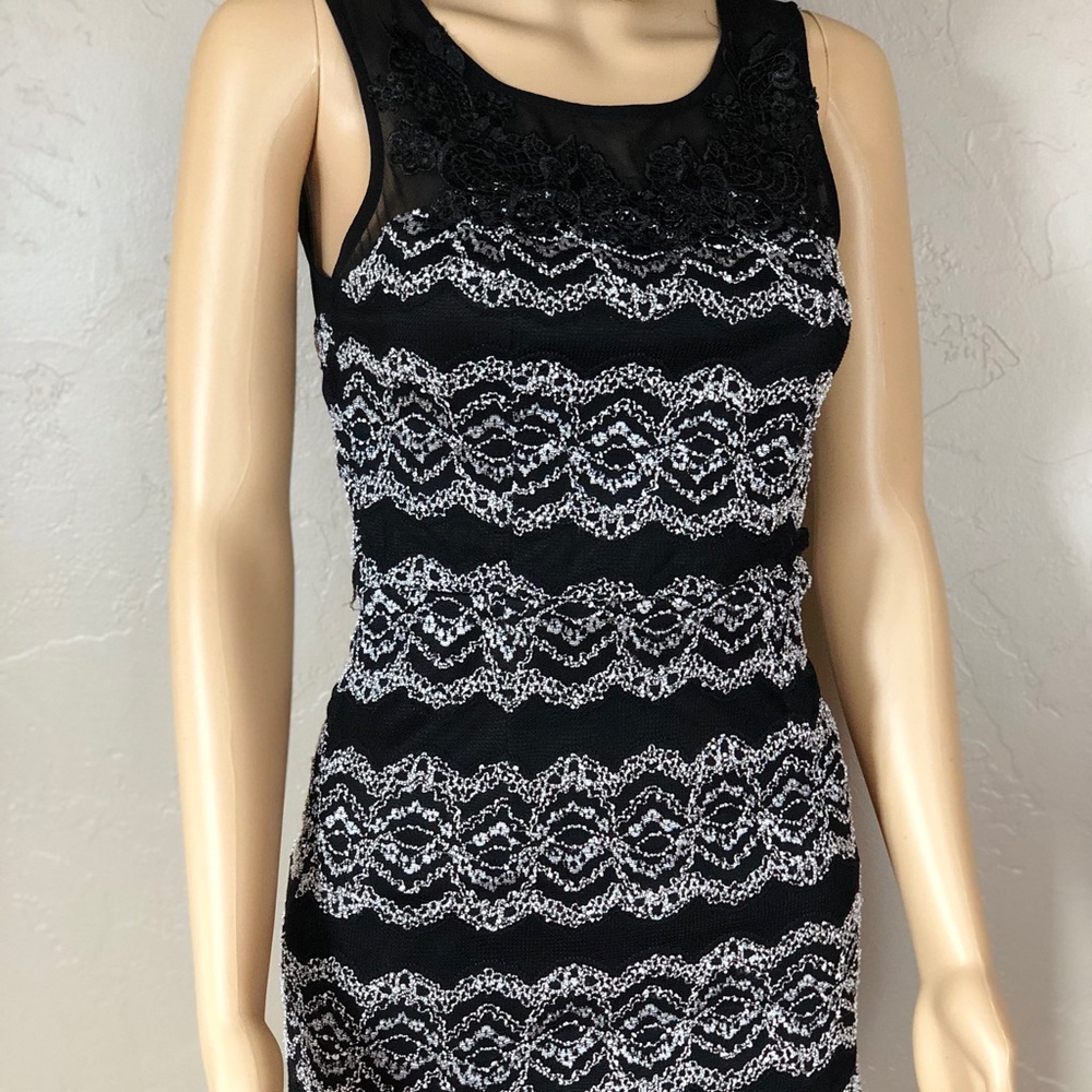 Love Point ladies embroidered black &white dress.